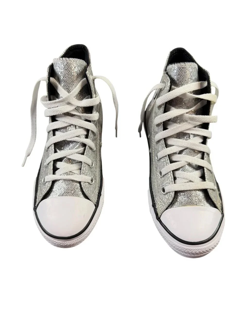 Converse Chuck Taylor All Star High Top Glitter Silver Youth Size 3